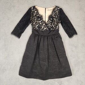 Eliza J Womens 4P Black Lace Overlay Fit‎ & Flare Dress Cocktail Party Formal